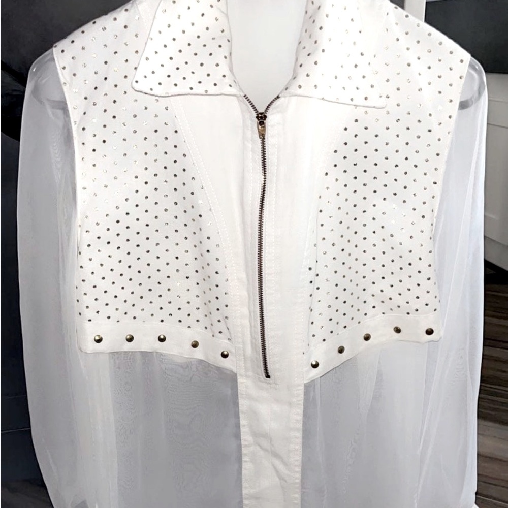 Vintage Vera Cristina zippered bib blouse